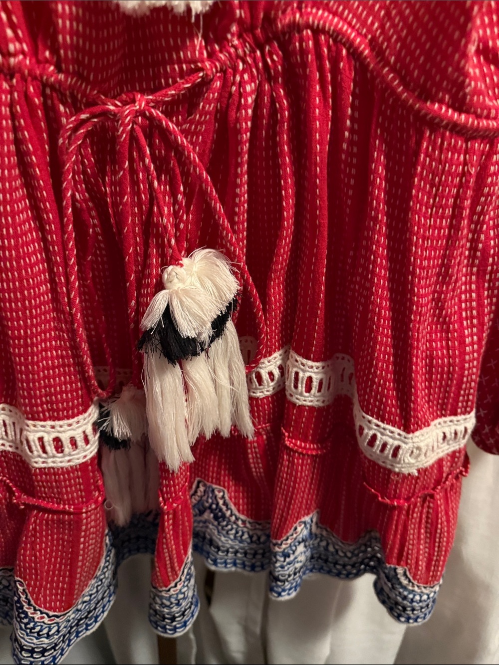 HEMANT & NANDITA Red Embroidered Tassel Tunic Dress - Picture 6 of 10
